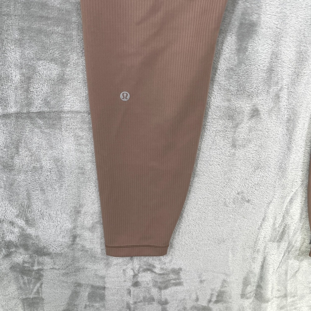 Lululemon Wunder Train High-Rise Ribbed Tight 28" Size 14 LW5GN4S Tan Brown - Picture 4 of 9